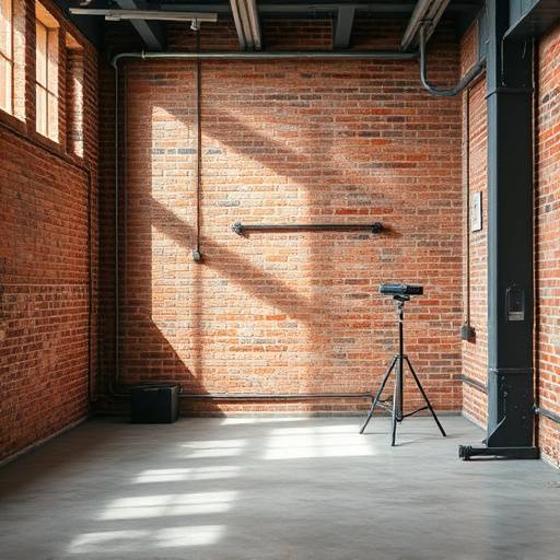 Interior view of Studio B with exposed brick wall and industrial aesthetic